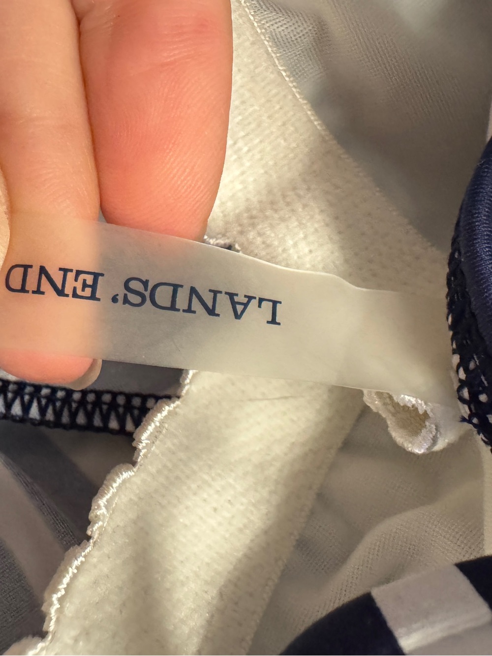 Lands' End Navy and White Striped Midi Swimdress (no swim briefs) - Picture 4 of 5